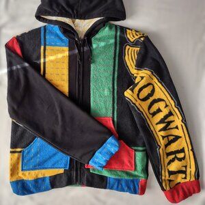 M Harry Potter Upcycled Fleece Hoodie Jacket - Oversized Unisex Hogwarts OOAK